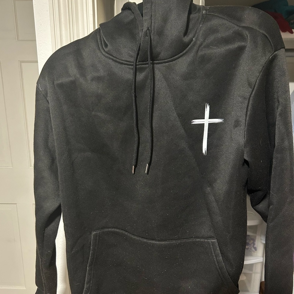 Black Hoodie with Cross Design